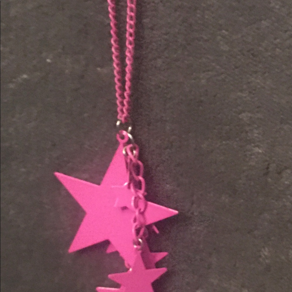 New! Sarina Pink Star Necklace 24” - Picture 4 of 4